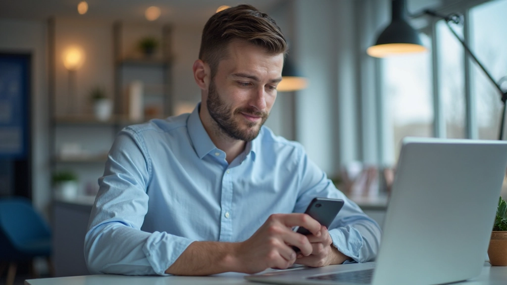 Mobile telefoon scherm met mobiele landing page design voorbeeld